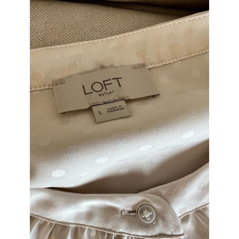 LOFT Cream Button Front Blouse - Picture 5 of 7